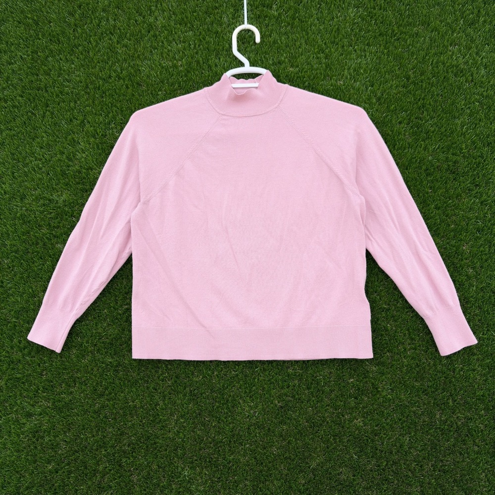 Daily Ritual Womens Medium‎ Pink Mock Neck Raglan Viscose Blend Sweater Cozy